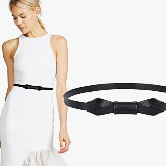 Women PU Leather Skinny Belt for Dress Adjustable Thin Waist Belt for Lady main image 5